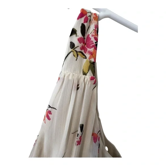 Cream and Pink Plunge Neck Midi Sundress for Wedding Guests - Picture 4 of 8